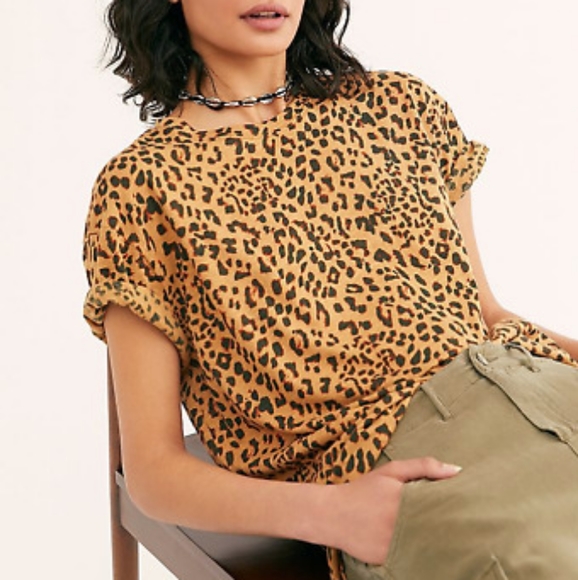 Free People Tops - Free People Clarity Oversized Tee Cheetah